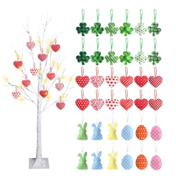 Riceshoot 4 Ft Valentine‘s Day Tree Lighted Birch Tree - Picture 1 of 5
